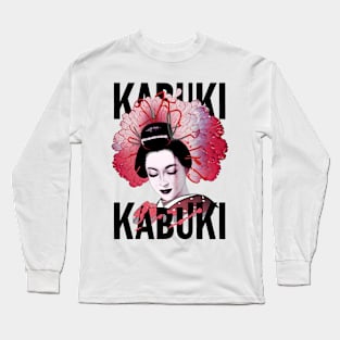 Kabuki Japanese Geisha Girl Vintage Long Sleeve T-Shirt